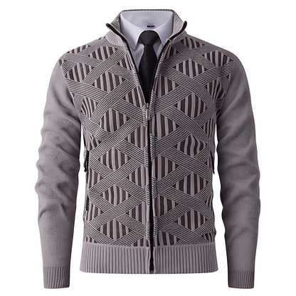 Stylish Zip Up Fitted Cardigan Sweater - OutfitLondon