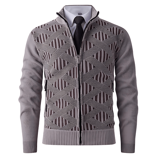 Stylish Zip Up Fitted Cardigan Sweater - OutfitLondon