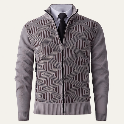 Men's Stylish Patterned Zip Up Sweater - OutfitLondon