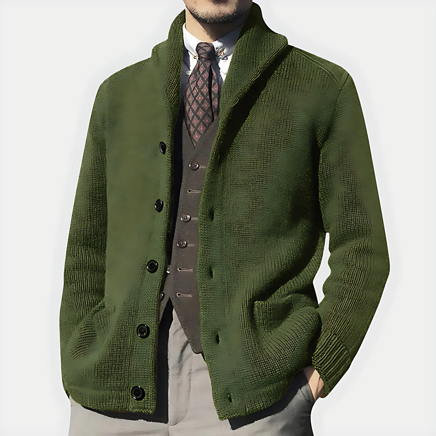 Classic Button Front Men's Cardigan Sweater - OutfitLondon