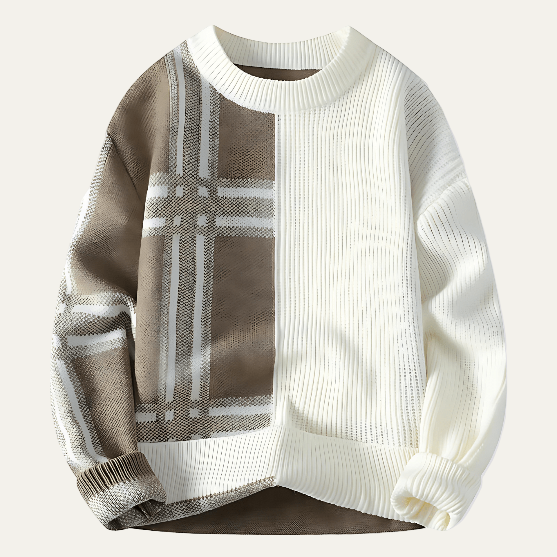 Big Plaid Crew Neck Oversized Sweater - OutfitLondon
