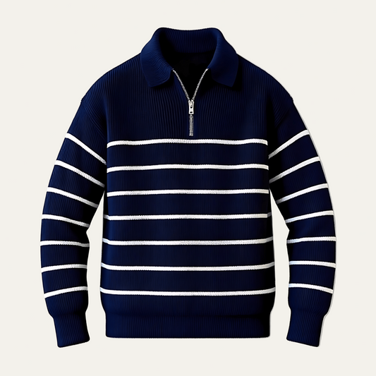 Men's Textured Stripe Pullover Sweater - OutfitLondon