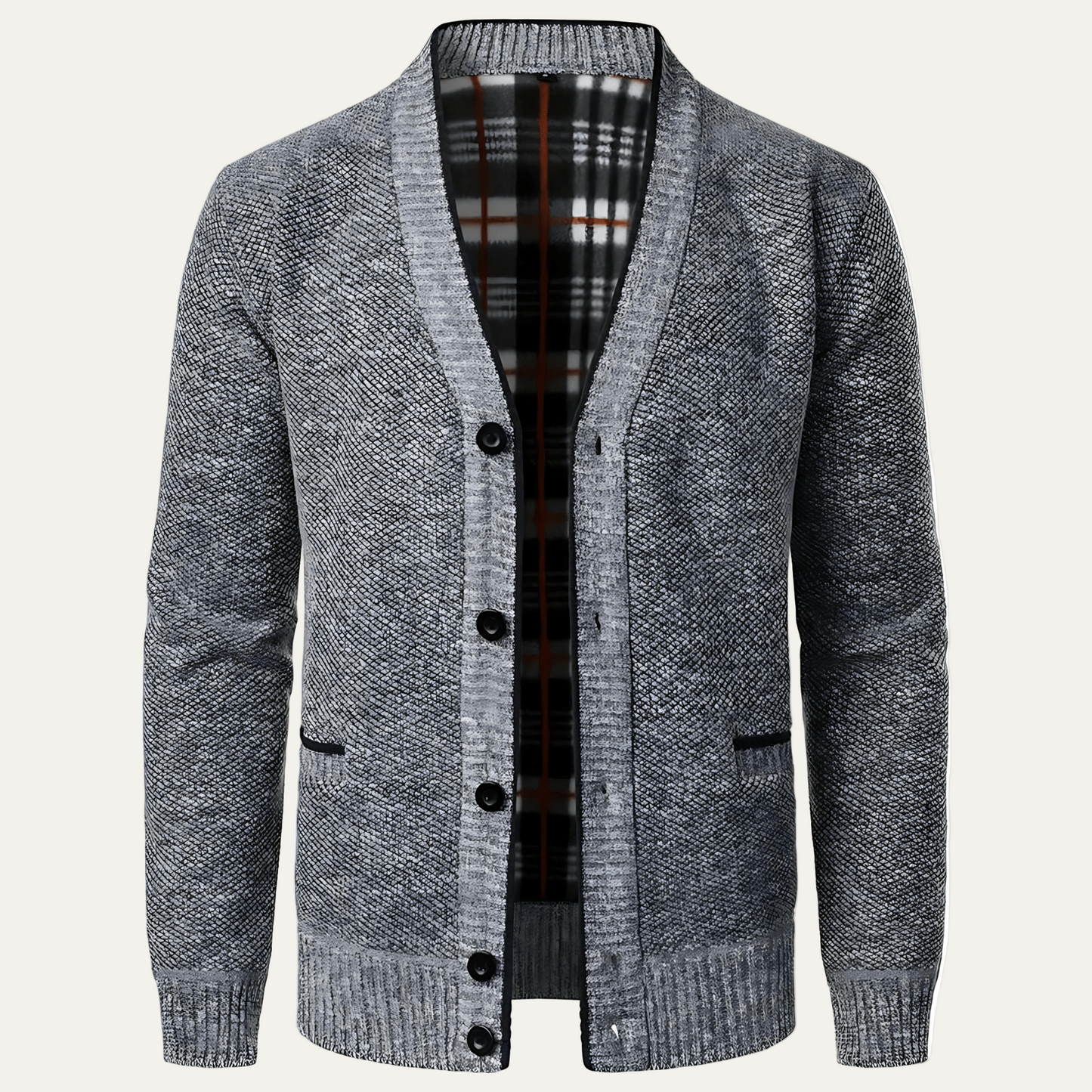 Men's Cozy Textured Button Cardigan Sweater - OutfitLondon