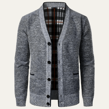 Men's Cozy Textured Button Cardigan Sweater - OutfitLondon