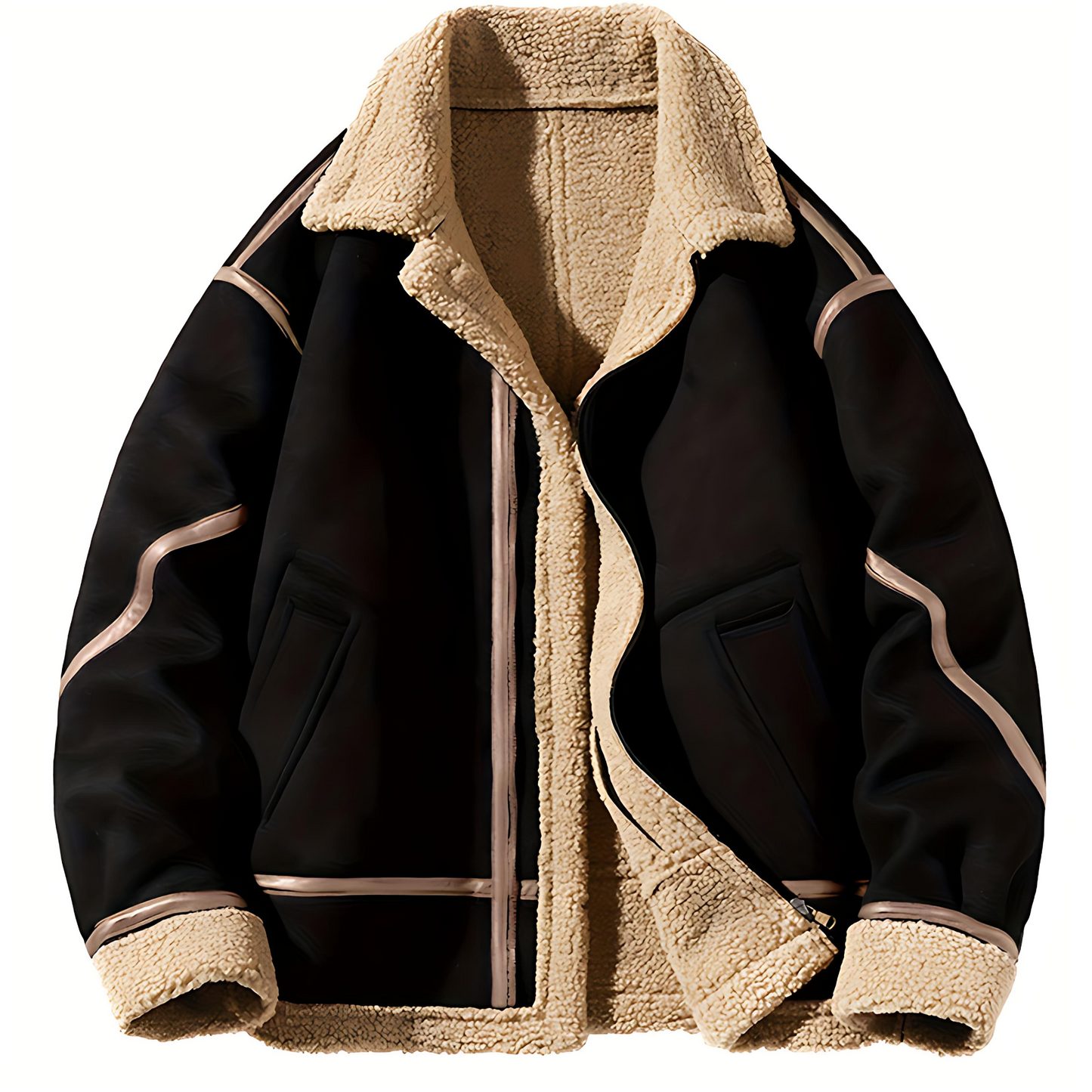 Classic Leather Pilot Jacket with Sheepskin Trim - OutfitLondon