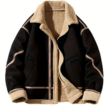 Classic Leather Pilot Jacket with Sheepskin Trim - OutfitLondon