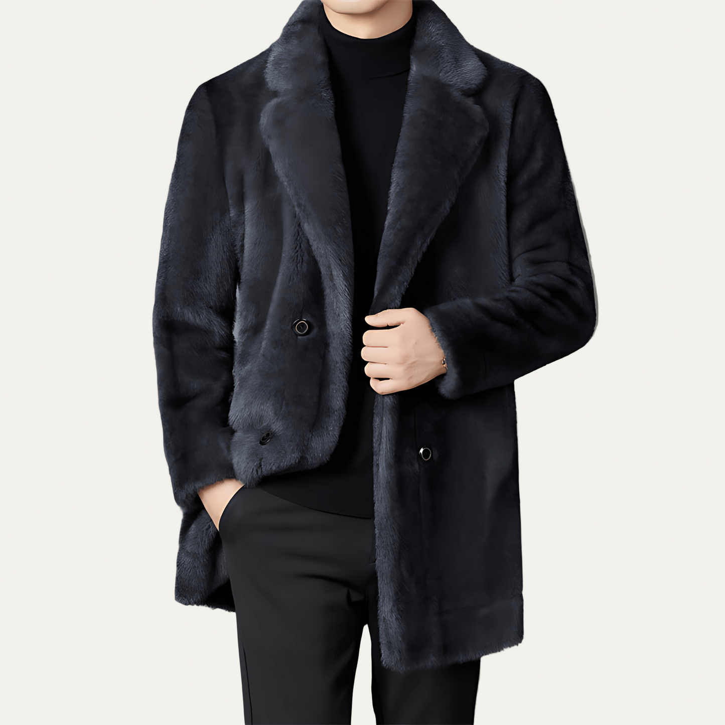 Warm Faux Fur Double Breasted Winter Coat - OutfitLondon