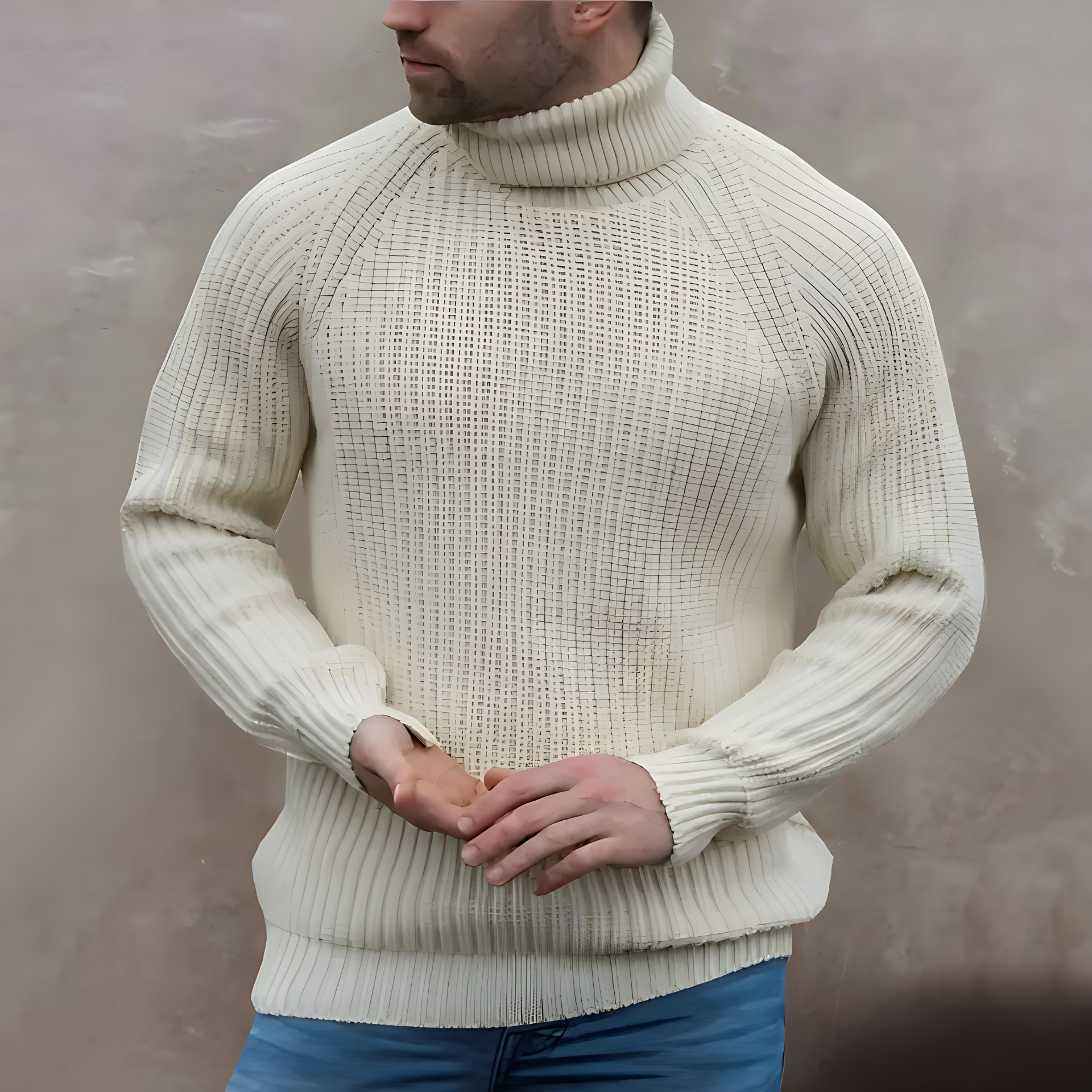 Thick Cable Knit Turtleneck Sweater - OutfitLondon