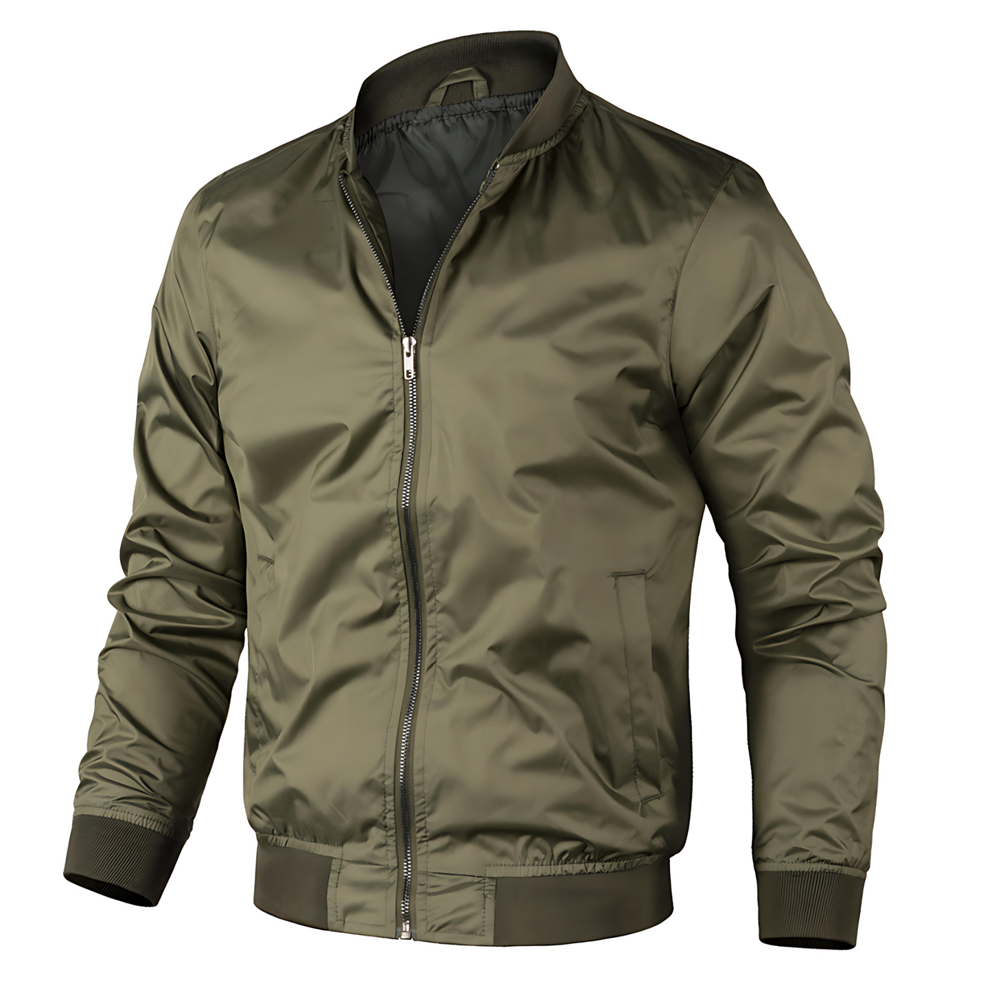Textured Crew Neck Bomber Jacket - OutfitLondon
