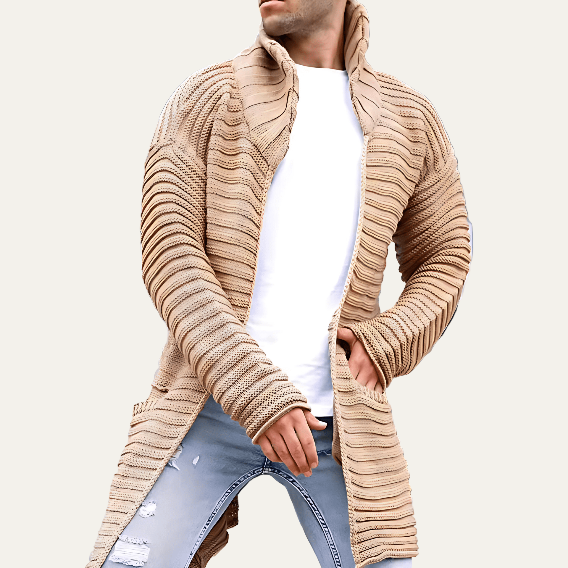 Men's Cozy Oversized Open Cardigan Sweater - OutfitLondon