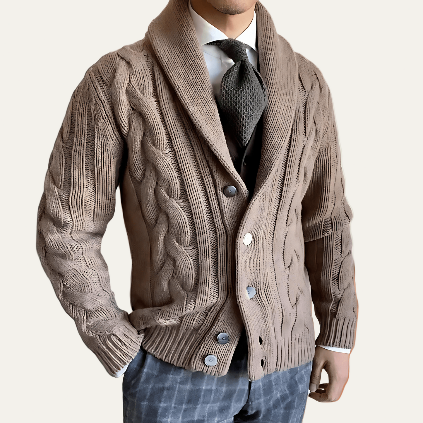 Thick Warm Cable Knit Sweater Cardigan - OutfitLondon