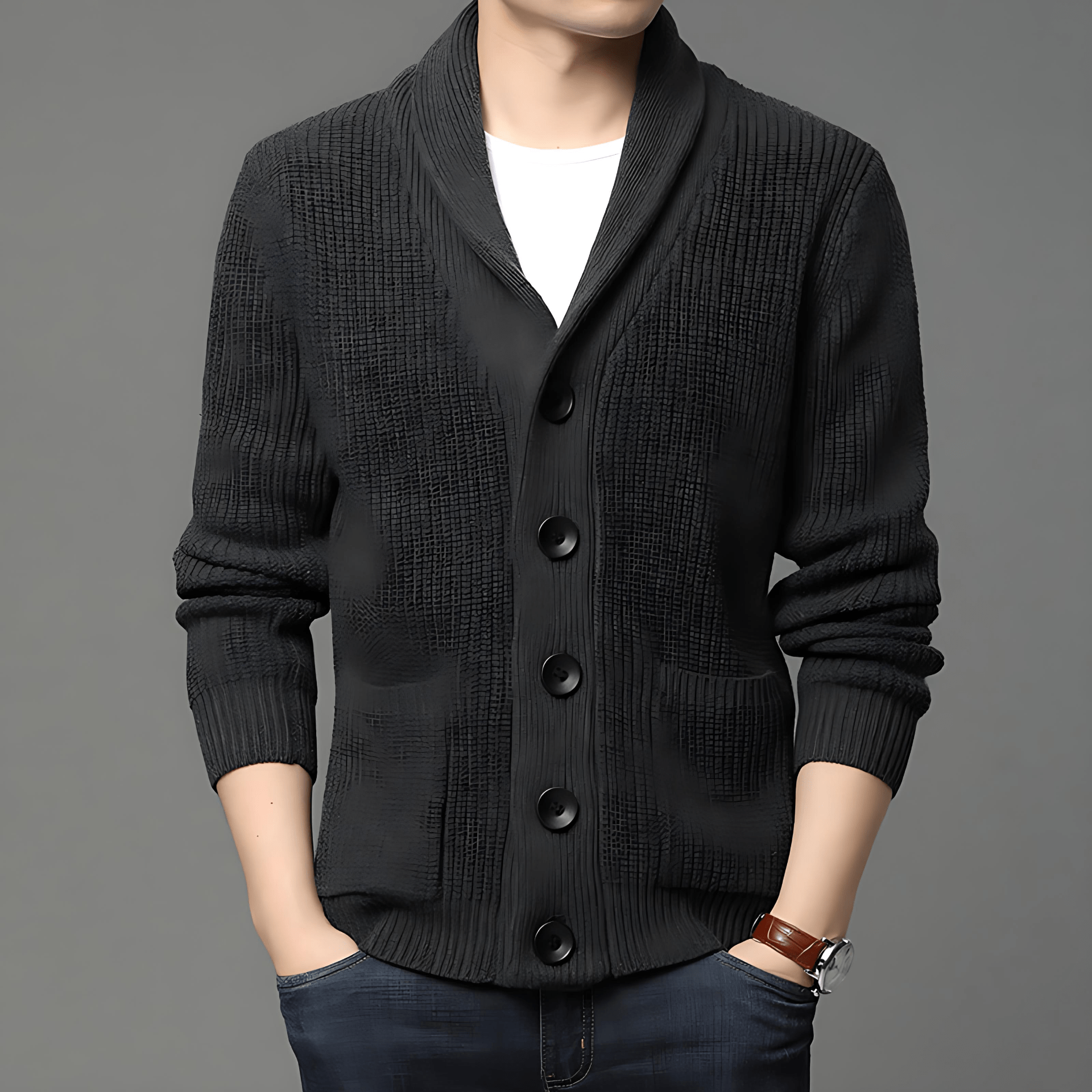 Soft Knit Open Cardigan with Shawl Collar - OutfitLondon