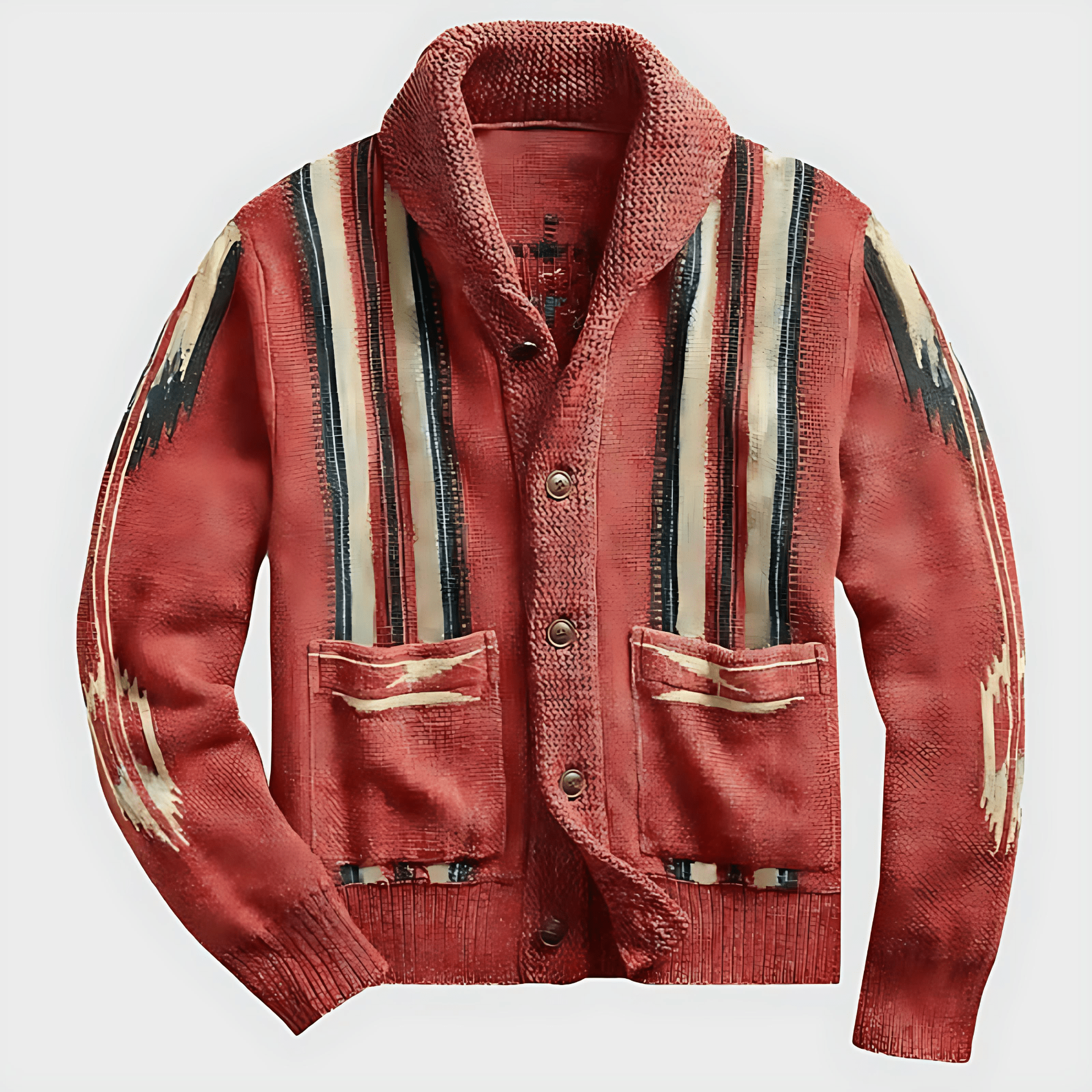 Warm Geometric Pattern Wool Shawl Cardigan - OutfitLondon