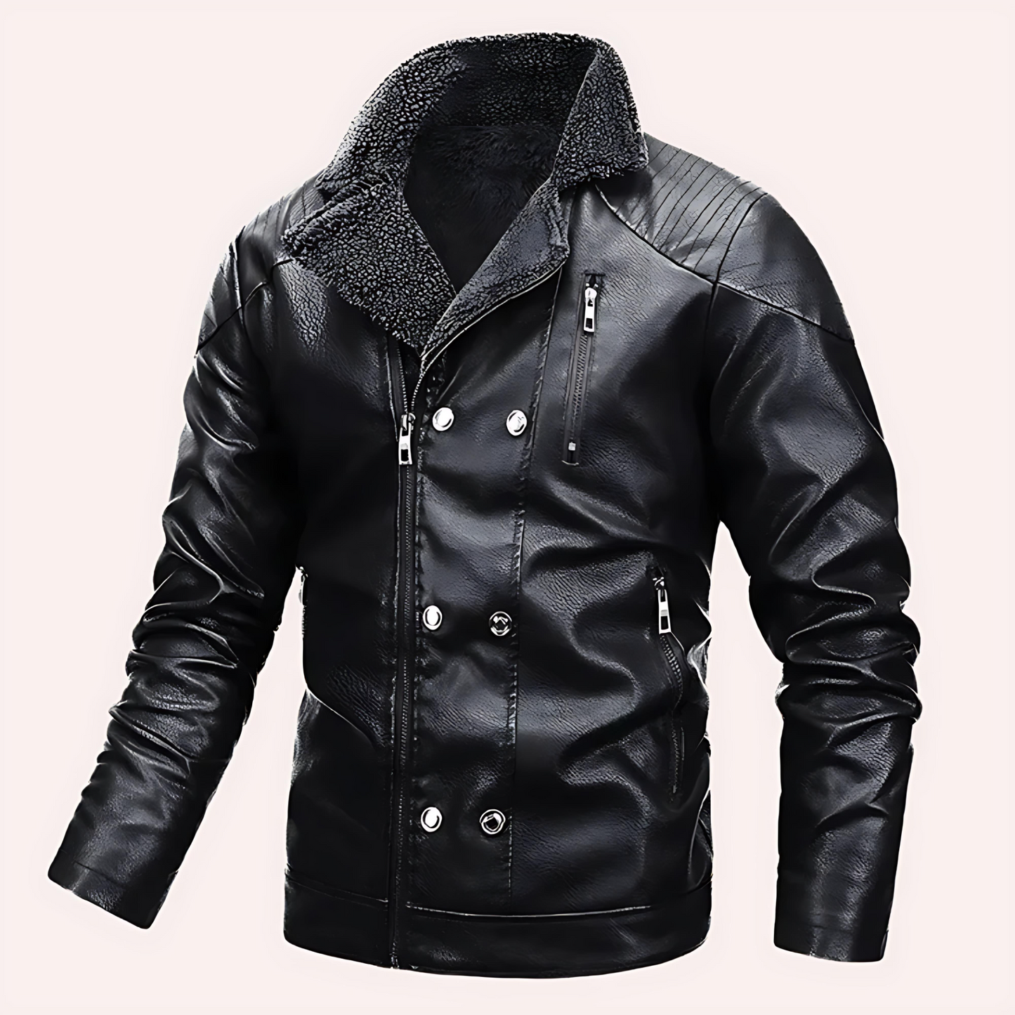 Luxury Faux Leather Shearling Coat - OutfitLondon
