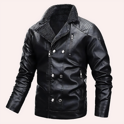 Luxury Faux Leather Shearling Coat - OutfitLondon