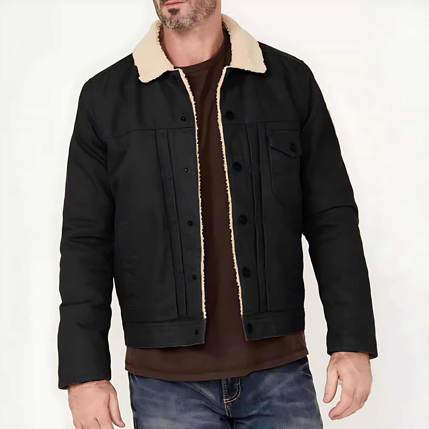 Warm Fleece Lined Denim Jacket - OutfitLondon