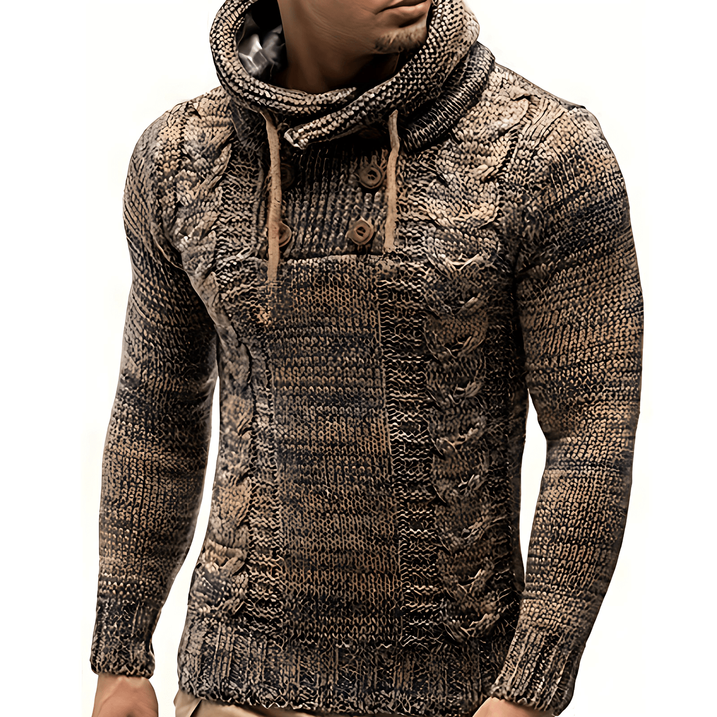 Fitted Crew Neck Cable Knit Sweater - OutfitLondon
