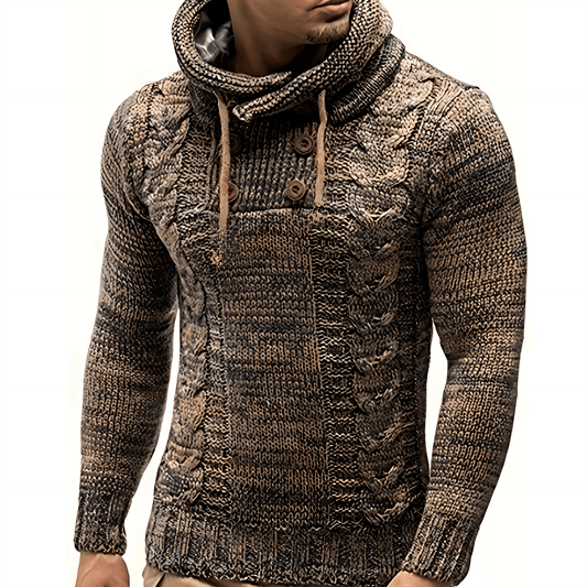 Fitted Crew Neck Cable Knit Sweater - OutfitLondon