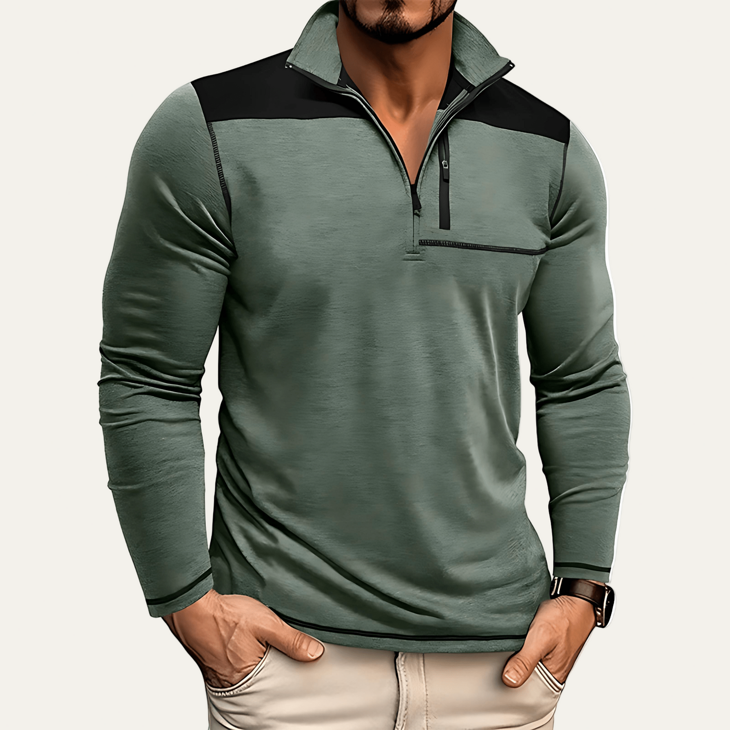 Men's Fitted Zip Up Sweater - OutfitLondon
