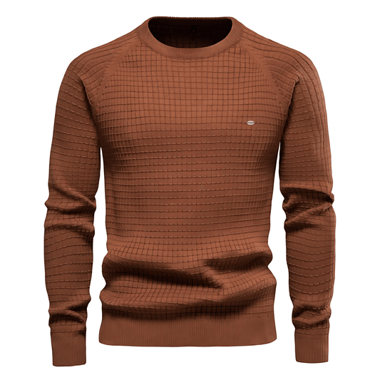 Fine Gauge Fitted Crew Neck Knitted Sweater - OutfitLondon