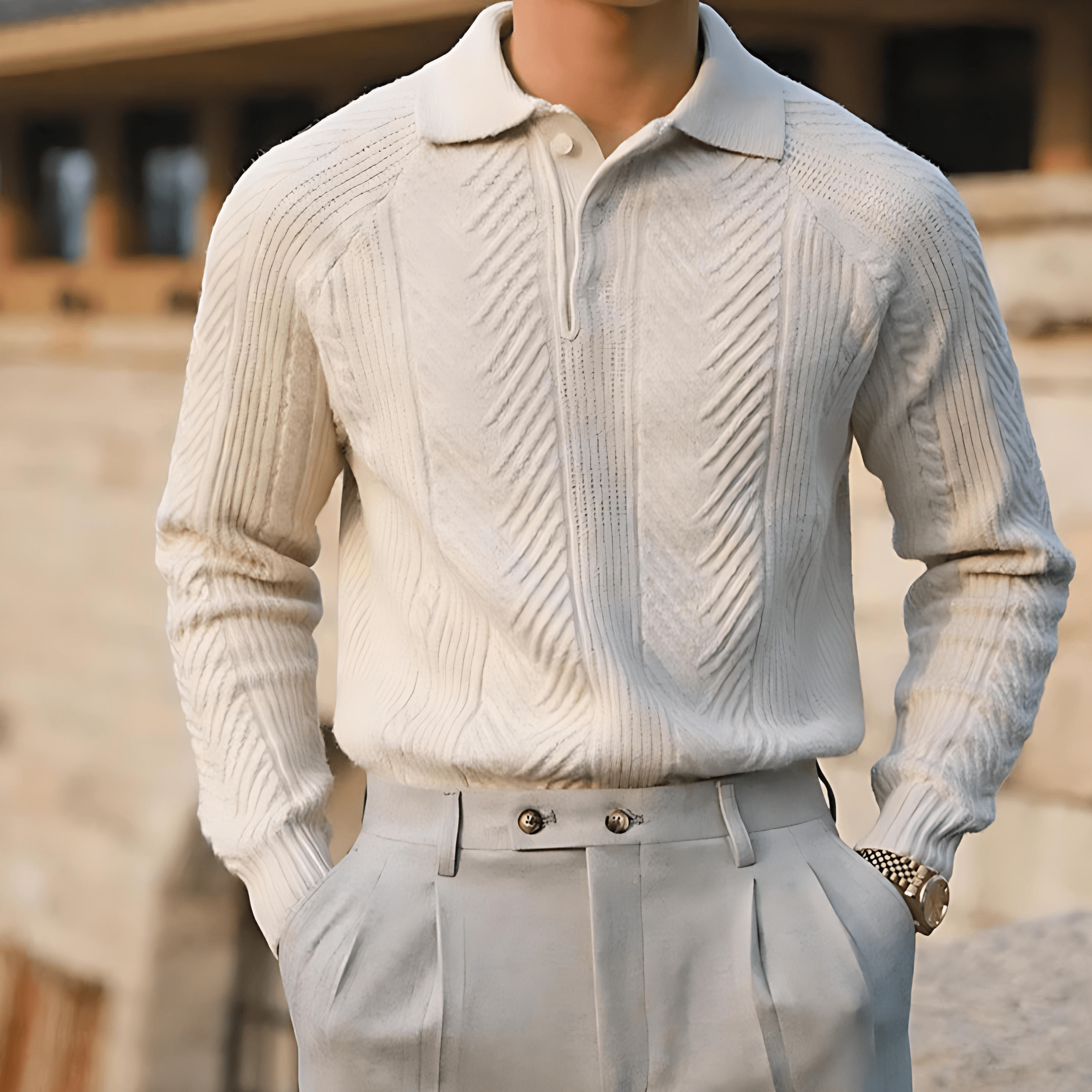 Classic Fit Crew Neck Wool Sweater - OutfitLondon