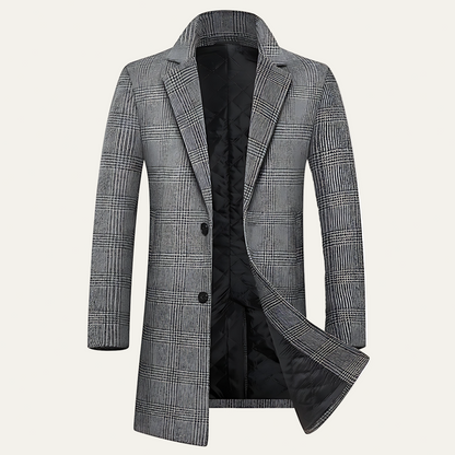 Classic Checked Wool Trench Coat - OutfitLondon