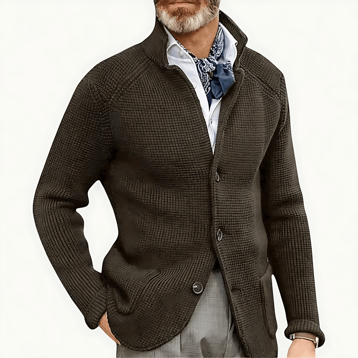 Soft Chunky Knit Crew Neck Cardigan - OutfitLondon