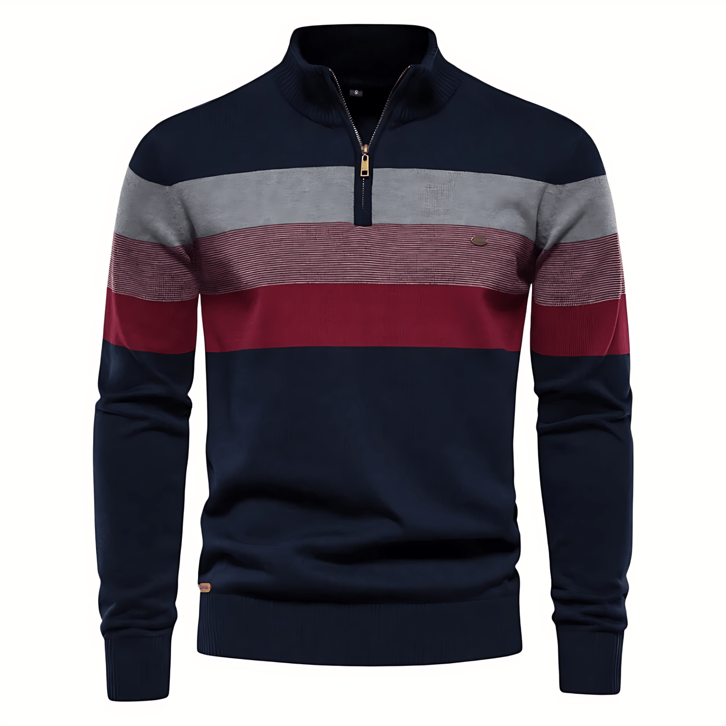 Classic Stripe Quarter Zip Pullover Sweater - OutfitLondon