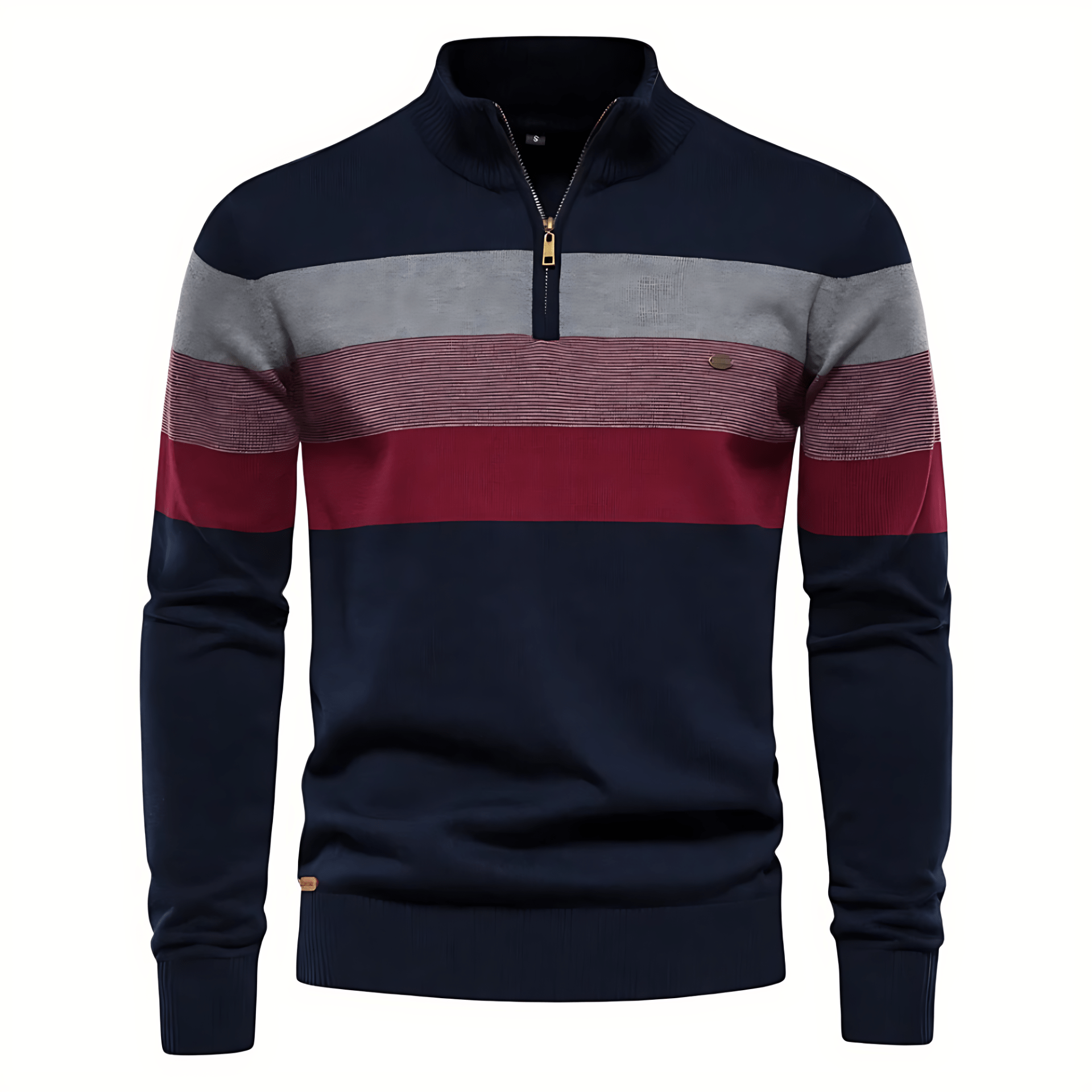 Classic Stripe Quarter Zip Pullover Sweater - OutfitLondon