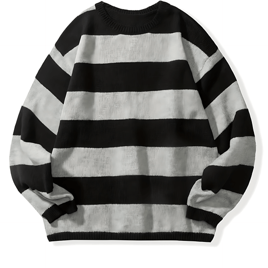 Cozy Striped Crew Neck Sweater - OutfitLondon