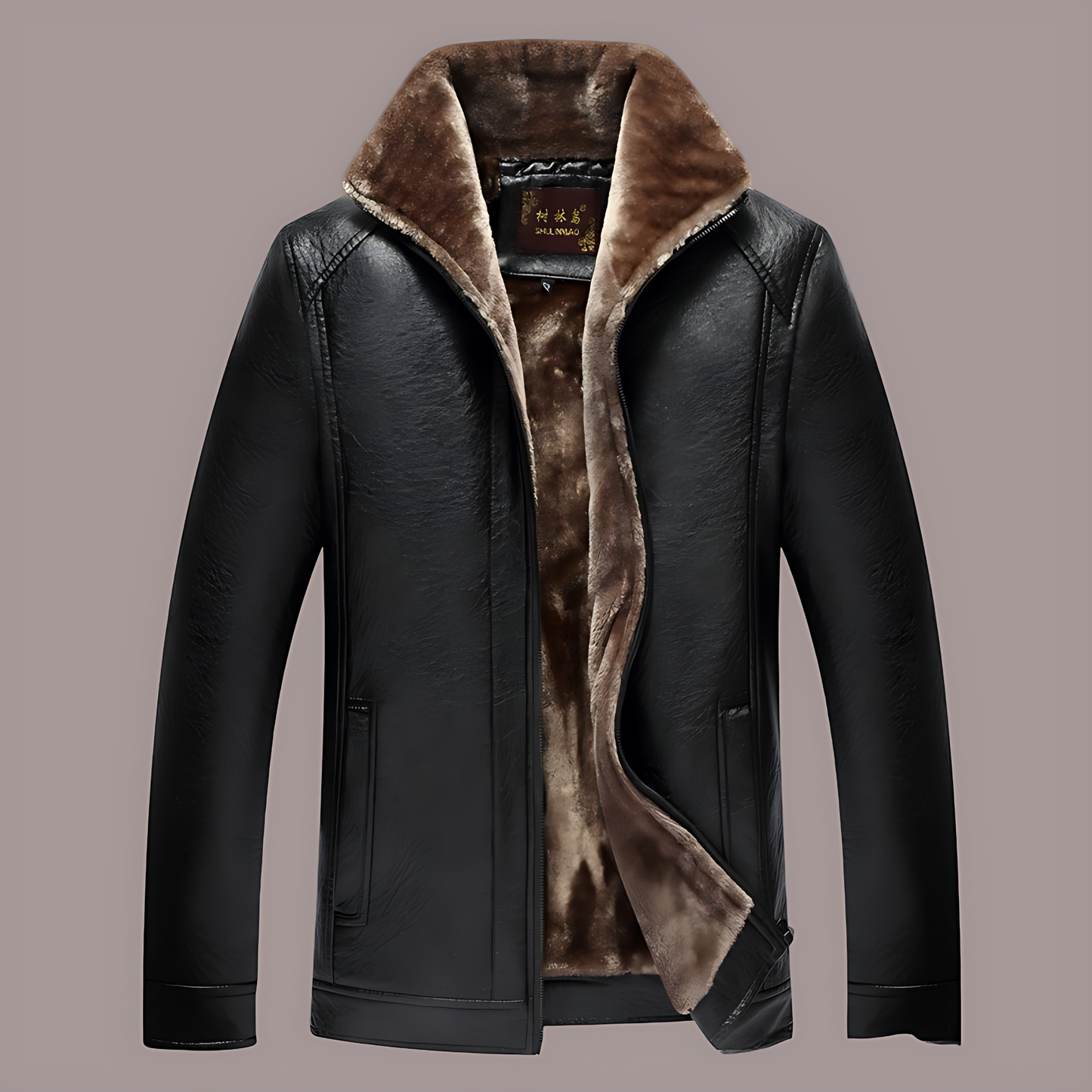 Classic Fit Warm Faux Leather Biker Jacket - OutfitLondon