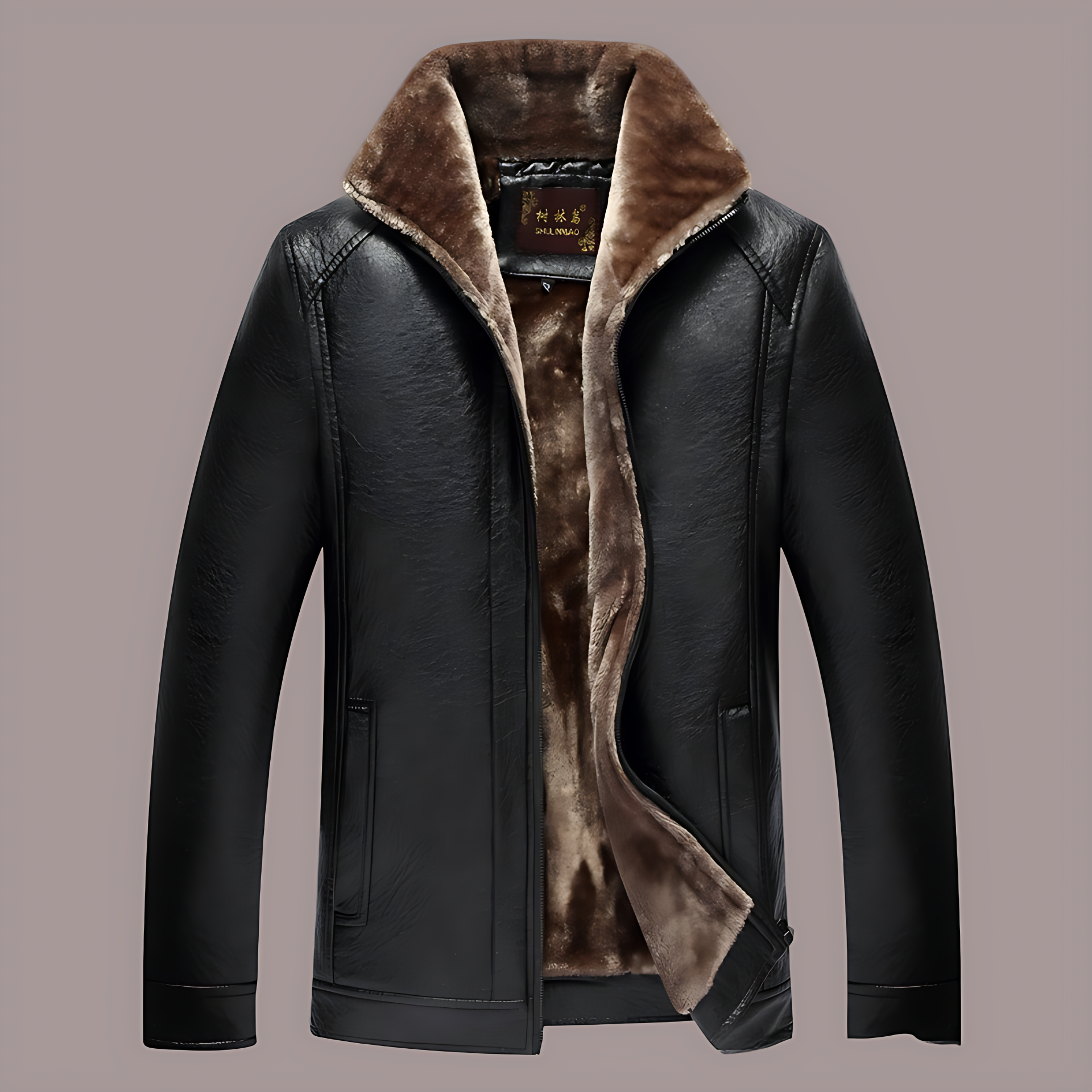 Classic Fit Warm Faux Leather Biker Jacket - OutfitLondon