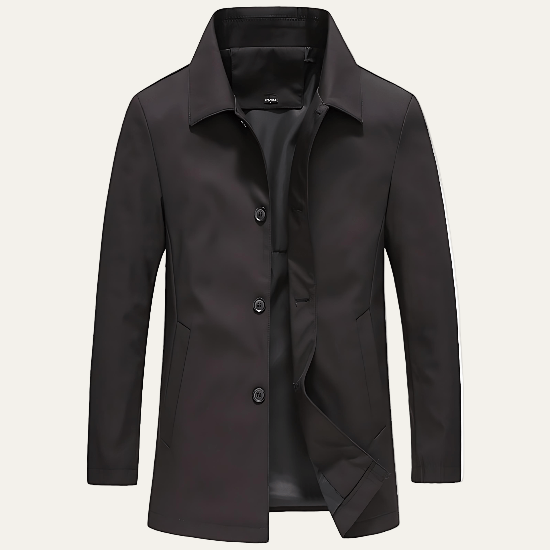 Men's Simple Button Front Trench Coat - OutfitLondon