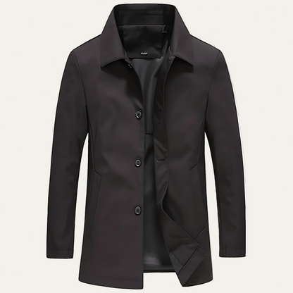 Men's Simple Button Front Trench Coat - OutfitLondon