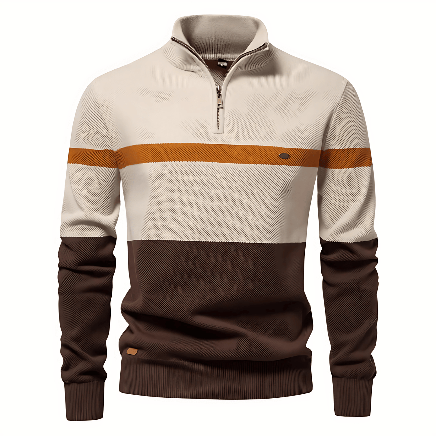 Fashionable Multi-Colored Quarter Zip Sweater - OutfitLondon