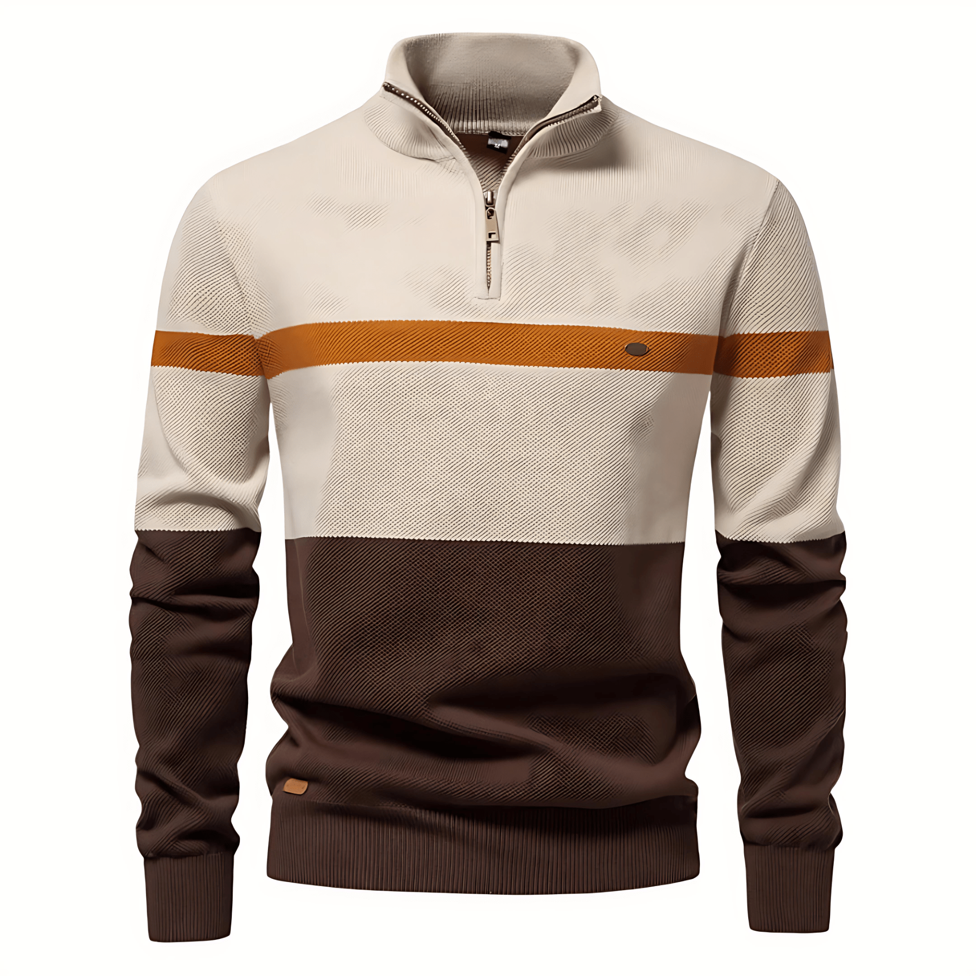Fashionable Multi-Colored Quarter Zip Sweater - OutfitLondon