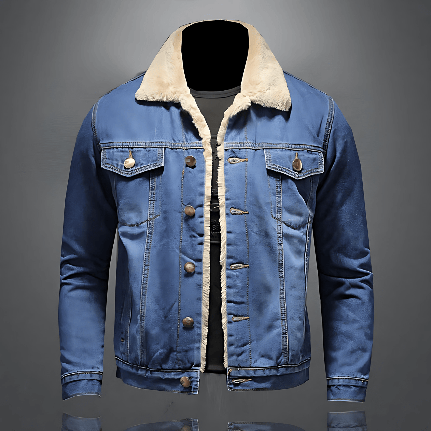 Fashionable Jean Jacket with Fleece Lining - OutfitLondon