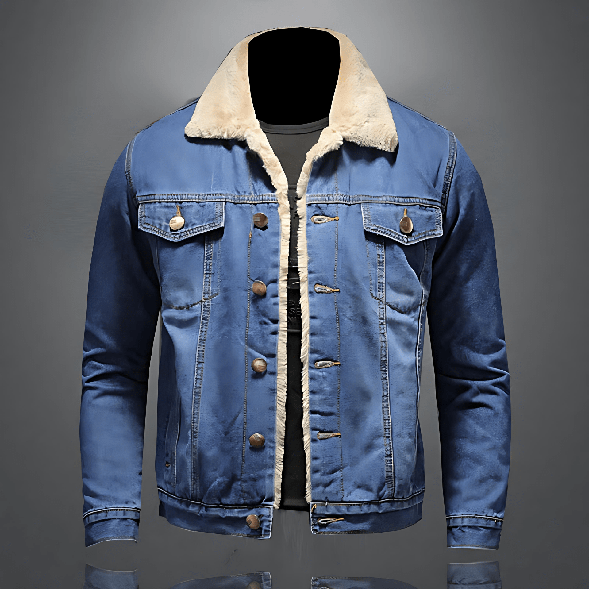 Fashionable Jean Jacket with Fleece Lining - OutfitLondon