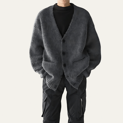 Men's Chunky Thick Knitted Cardigan Sweater - OutfitLondon