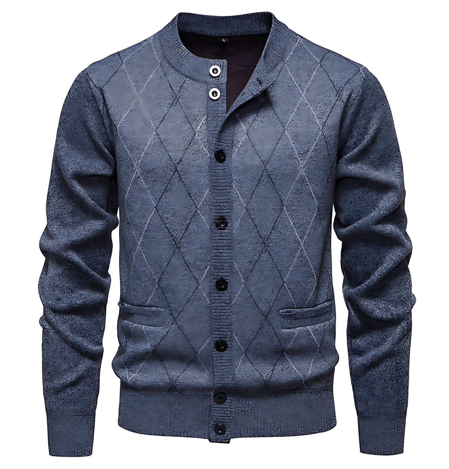 Classic Knit Pattern Crew Neck Cardigan - OutfitLondon