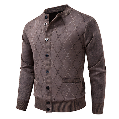 Classic Geometric Knit Men's Cardigan Sweater - OutfitLondon