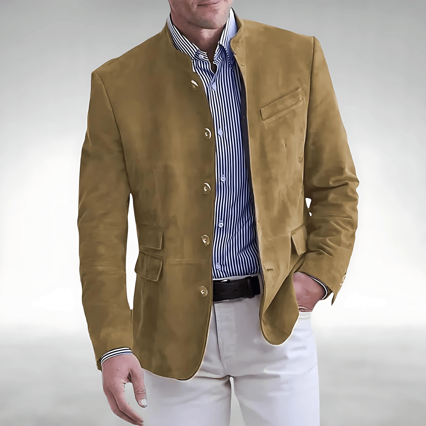 Luxury Suede Single Button Blazer Jacket - OutfitLondon