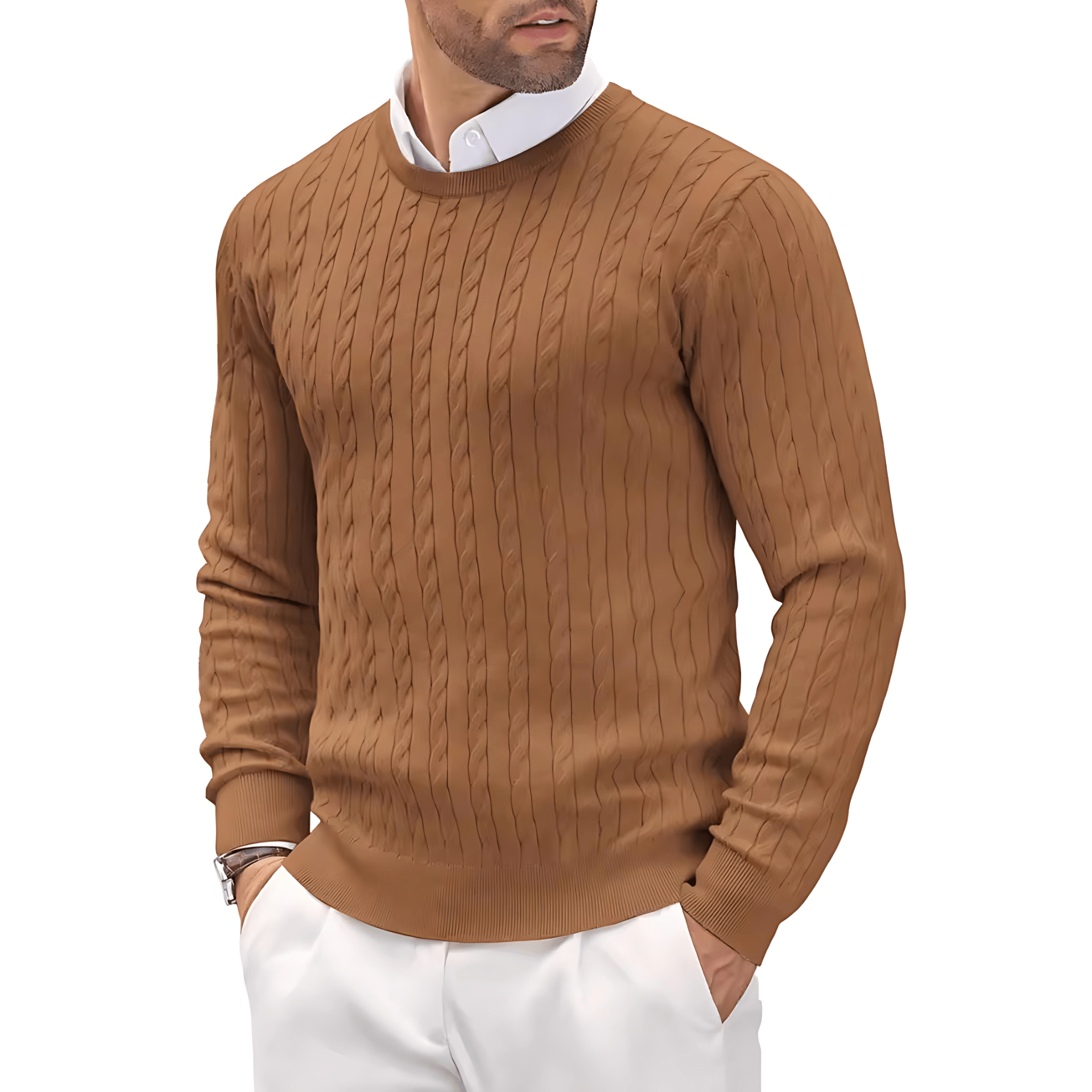 Classic Mens Cable Knit Sweater - OutfitLondon