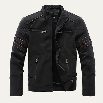 Men's Padded Biker Leather Jacket - OutfitLondon