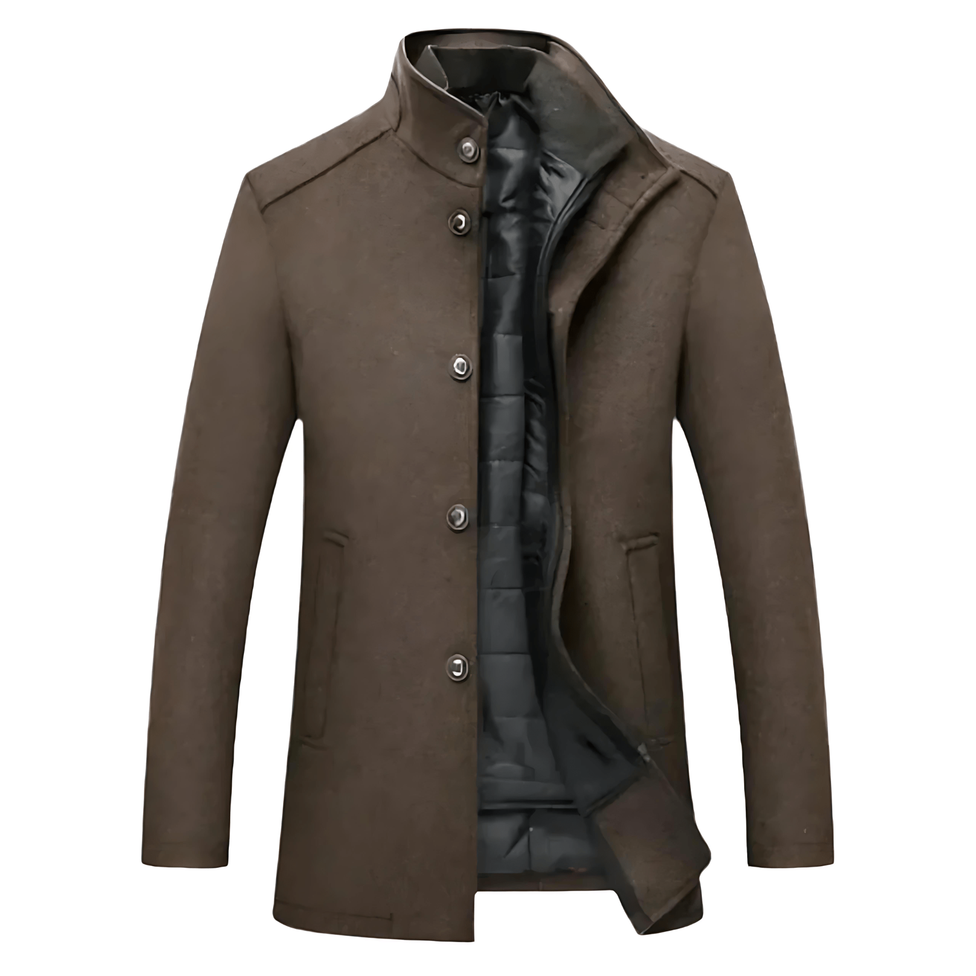 Classic Fit Notch Collar Button Overcoat - OutfitLondon