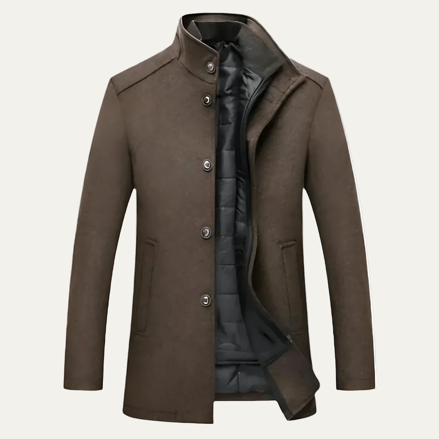 Classic Fit Woolen Coat with Insulated Lining - OutfitLondon