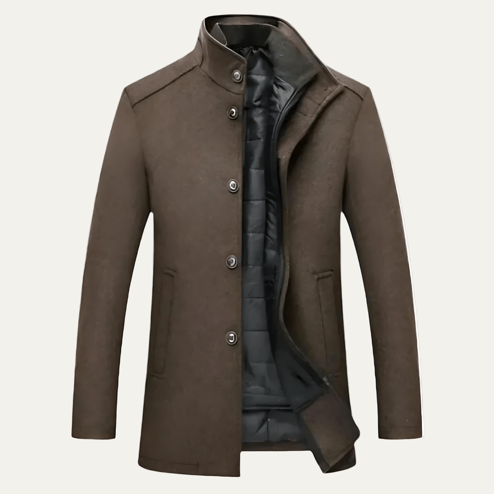 Classic Fit Woolen Coat with Insulated Lining - OutfitLondon