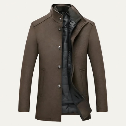 Classic Fit Woolen Coat with Insulated Lining - OutfitLondon