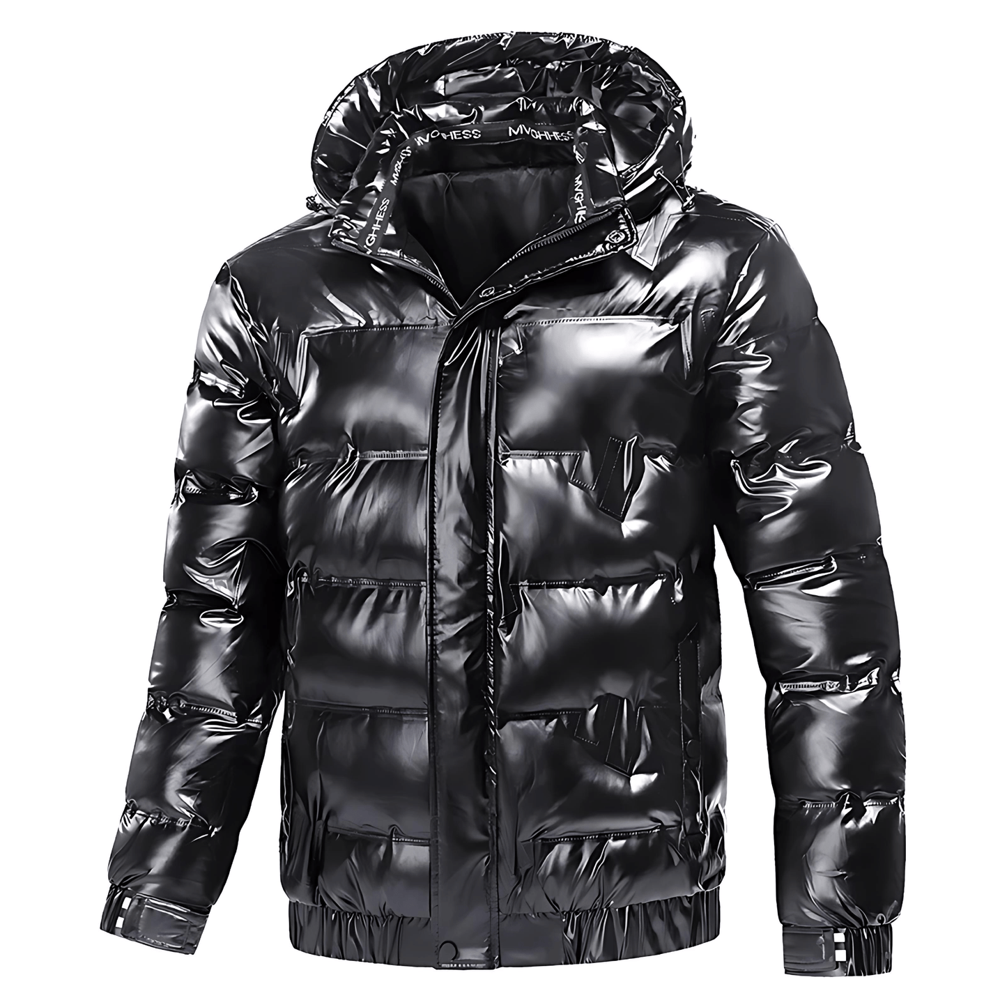 Men's Waterproof Hooded Puffer Coat with Zip Closure - OutfitLondon