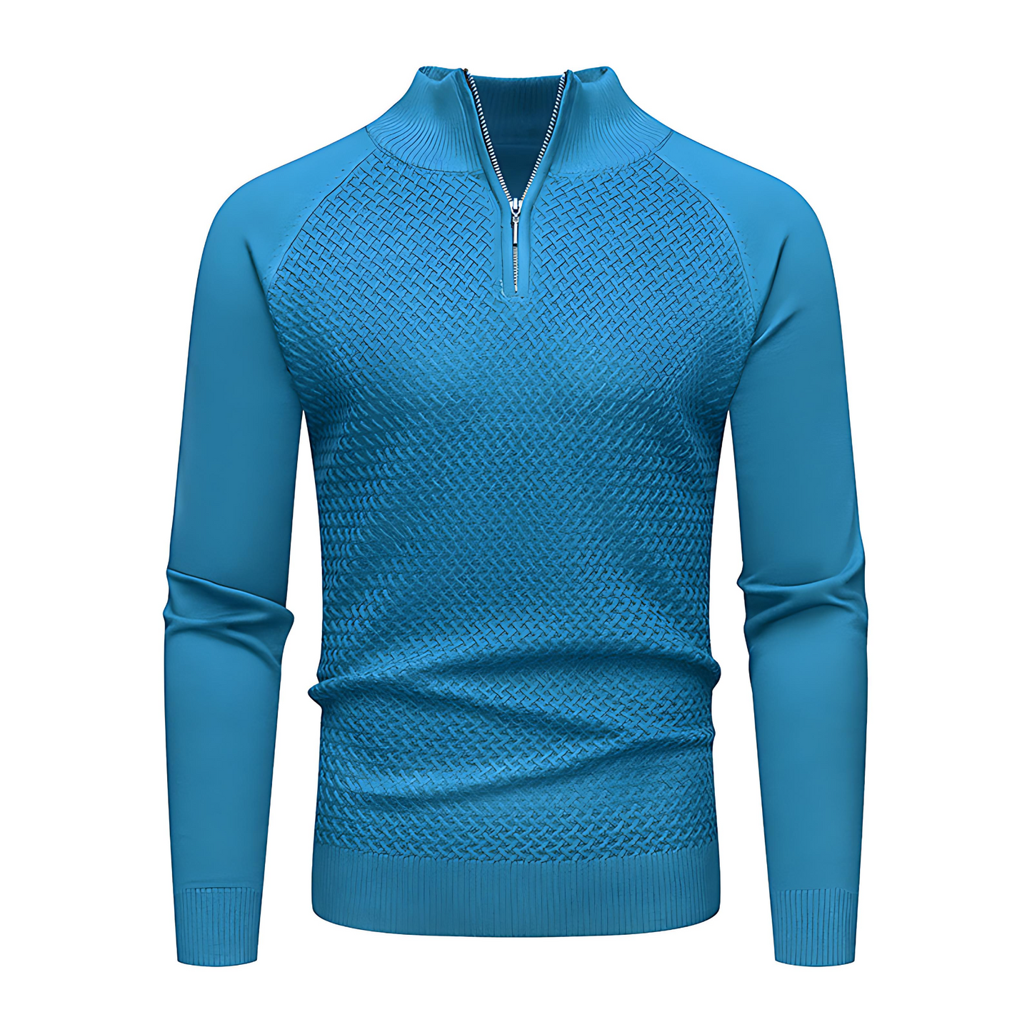 Men's Thick Textured Quarter Zip Jumper Sweater - OutfitLondon